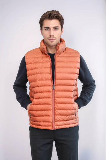 Tan Slim Fit Quilted Puffer Down Vest | Wessi