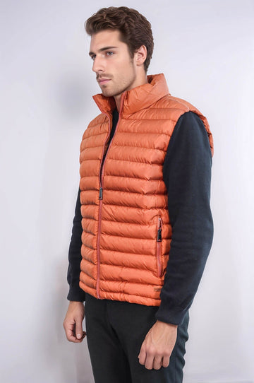 Tan Slim Fit Quilted Puffer Down Vest | Wessi