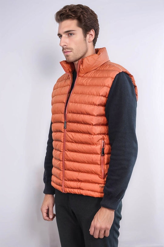 Tan Slim Fit Quilted Puffer Down Vest | Wessi