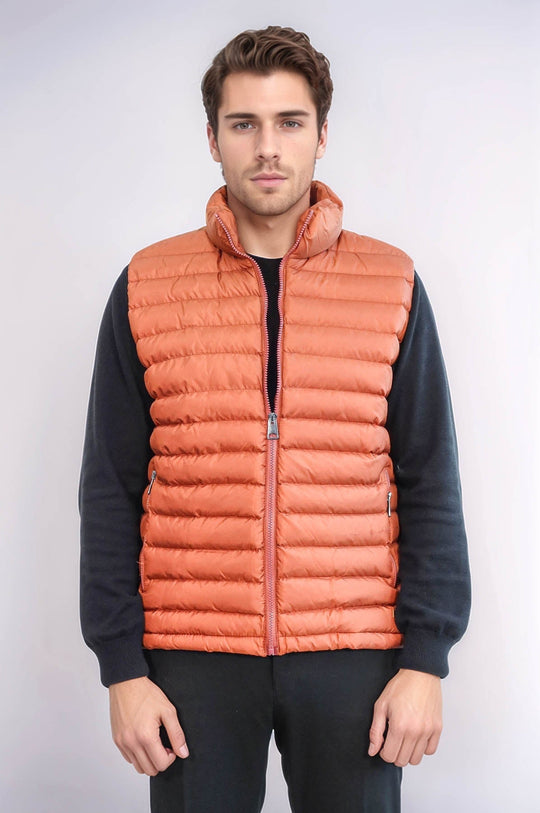 Tan Slim Fit Quilted Puffer Down Vest | Wessi