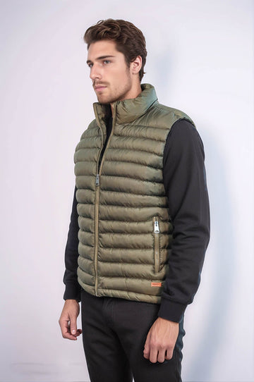 Khaki Quilted Zip-Up Gilet – Wessi