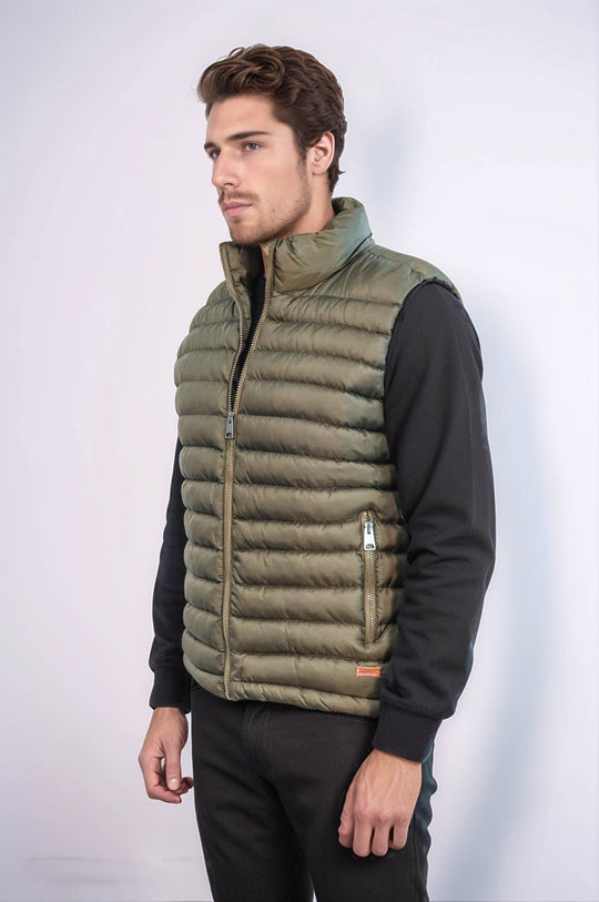 Khaki Quilted Zip-Up Gilet – Wessi