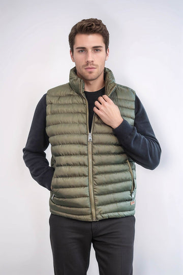 Khaki Quilted Zip-Up Gilet – Wessi