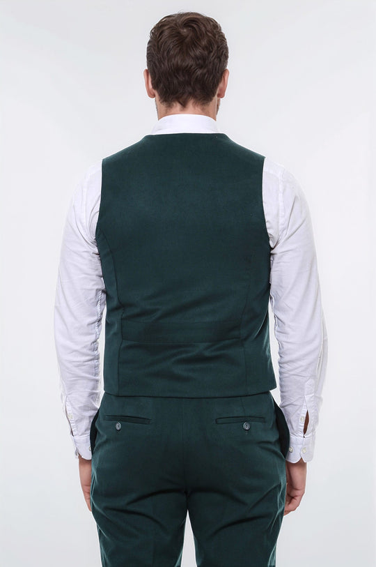 Green Plain 8 Buttoned Vest - Wessi