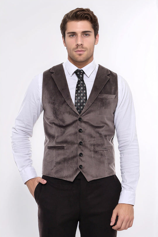 Brown Plain Slim Fit Waistcoat – Wessi