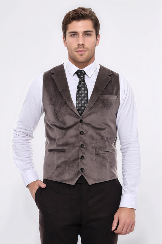 Brown Plain Slim Fit Waistcoat – Wessi
