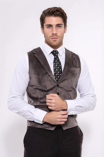 Brown Plain Slim Fit Waistcoat – Wessi