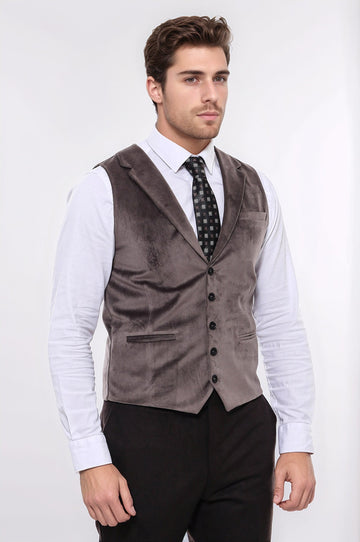 Brown Plain Slim Fit Waistcoat – Wessi