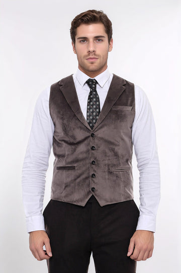 Brown Plain Slim Fit Waistcoat – Wessi