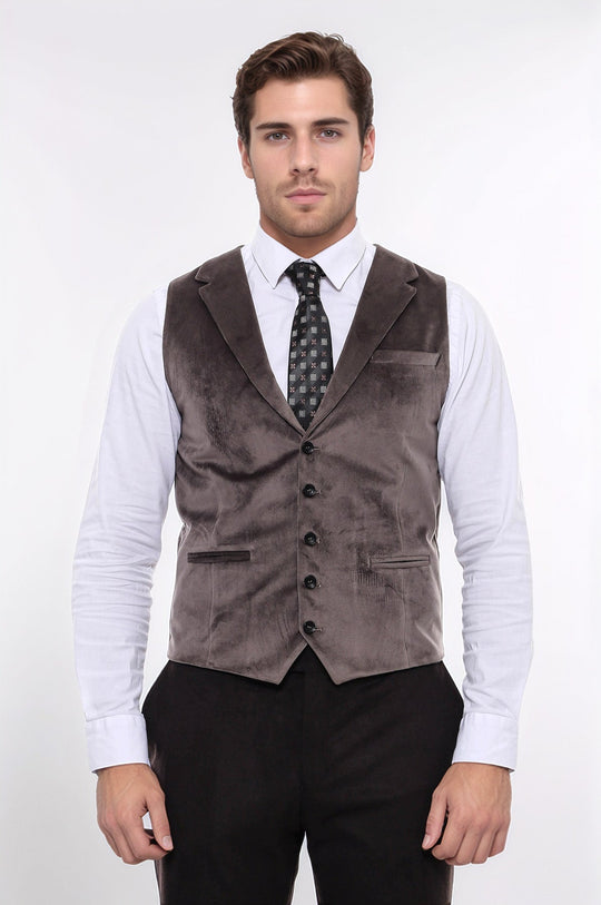 Brown Plain Slim Fit Waistcoat – Wessi