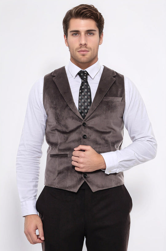 Brown Plain Slim Fit Waistcoat – Wessi