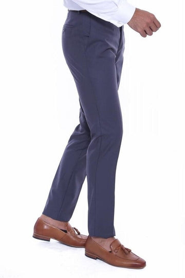 Anthracite Slim Fit Plain Dress Trousers – Wessi