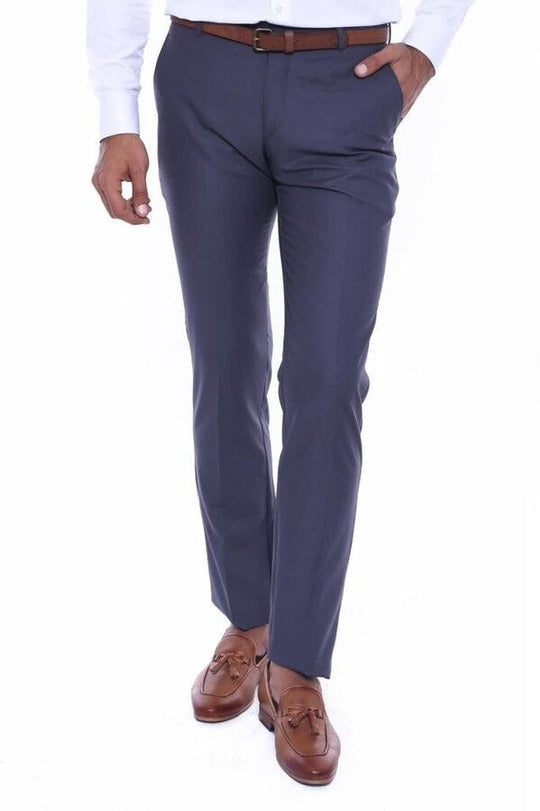 Anthracite Slim Fit Plain Dress Trousers – Wessi