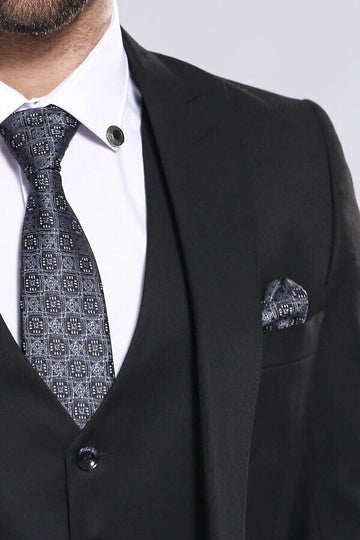 Men’s Midnight Black Slim Fit 2-Piece Blazer & Waistcoat Set