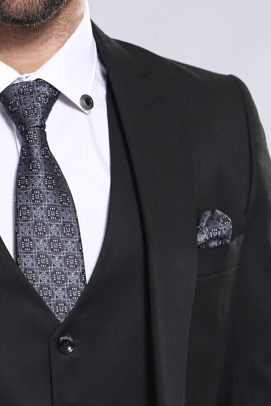 Men’s Midnight Black Slim Fit 2-Piece Blazer & Waistcoat Set