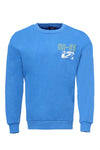Blue Slim Fit Both-Side Printed Crew Neck Sweatshirt | Wessi
