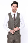 Beige Slim Fit Self-Patterned Single Waistcoat – Wessi