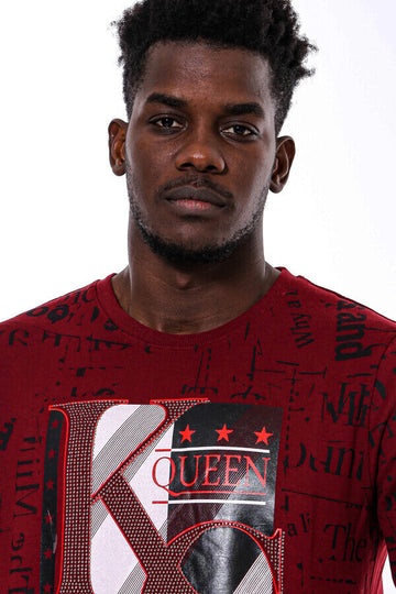 Burgundy Slim Fit Crew Neck Patterned Sweatshirt | Wessi