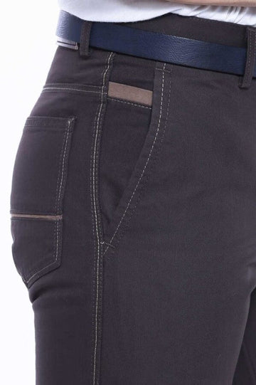 Dark Brown Slim Fit Cotton Canvas Trousers – Wessi