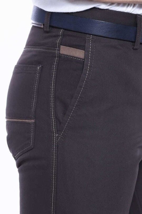Dark Brown Slim Fit Cotton Canvas Trousers – Wessi