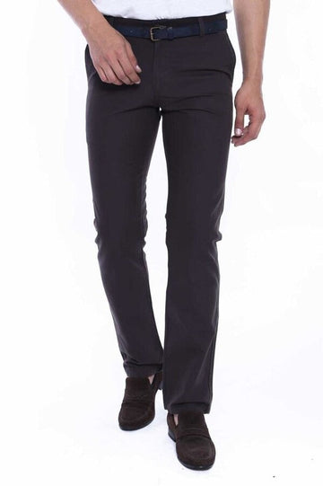Dark Brown Slim Fit Cotton Canvas Trousers – Wessi
