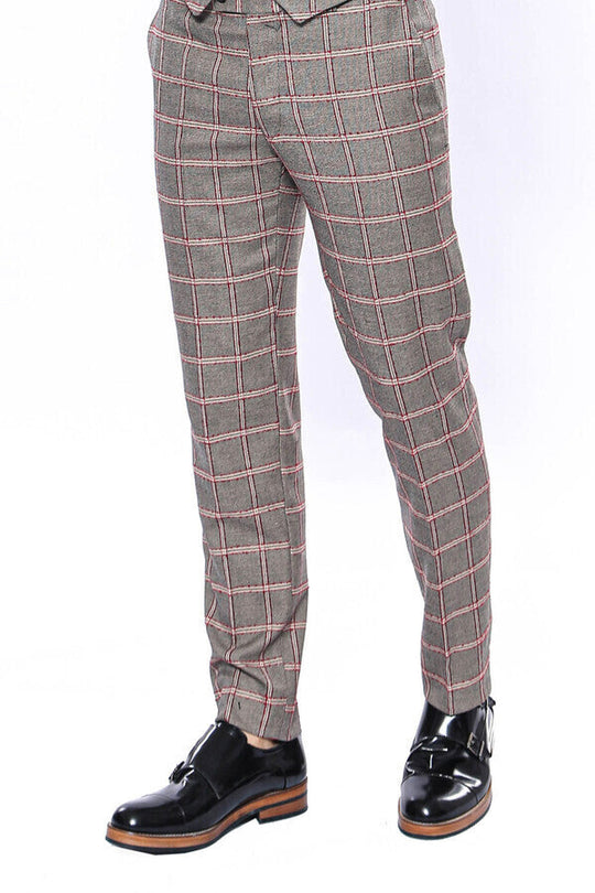 Grey Slim Fit Plaid Dress Trousers – Wessi