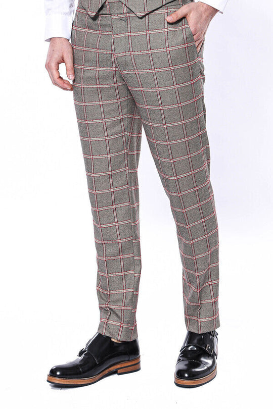 Grey Slim Fit Plaid Dress Trousers – Wessi