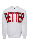 White Slim Fit Front Printed Crew Neck Sweatshirt | Wessi