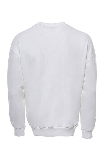 White Slim Fit Front Printed Crew Neck Sweatshirt | Wessi