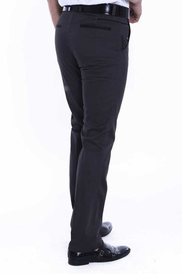 Anthracite Slim Fit Plain Cotton Dress Trousers – Wessi