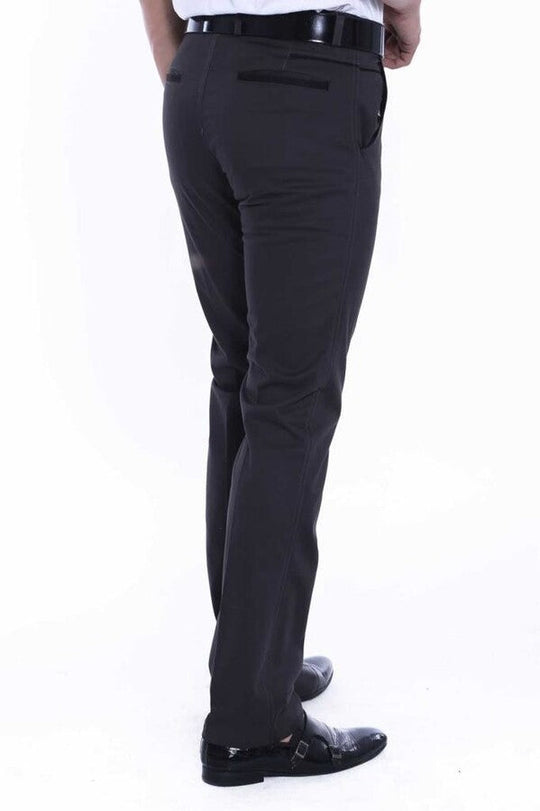 Anthracite Slim Fit Plain Cotton Dress Trousers – Wessi