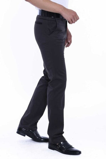 Anthracite Slim Fit Plain Cotton Dress Trousers – Wessi