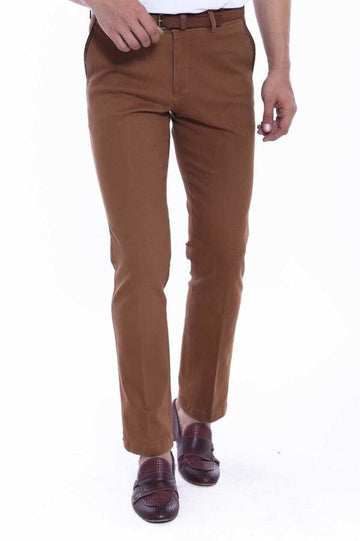 Tan Slim Fit Cotton Dot Pocket Trousers – Wessi