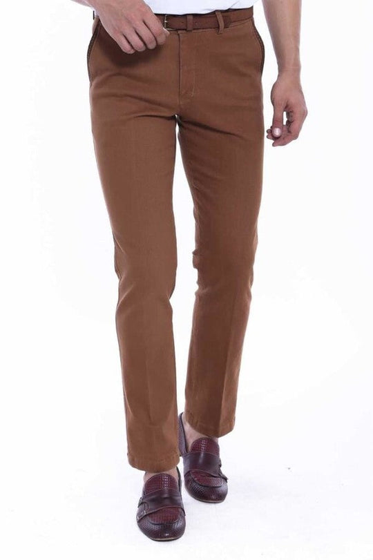 Tan Slim Fit Cotton Dot Pocket Trousers – Wessi