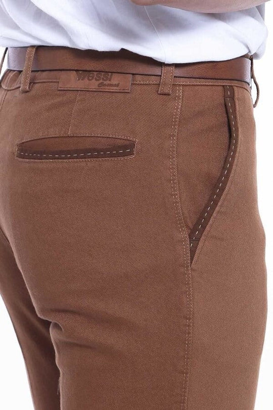 Tan Slim Fit Cotton Dot Pocket Trousers – Wessi