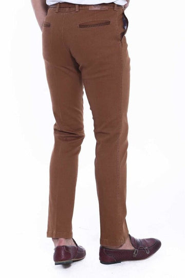 Tan Slim Fit Cotton Dot Pocket Trousers – Wessi