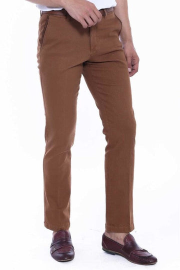 Tan Slim Fit Cotton Dot Pocket Trousers – Wessi