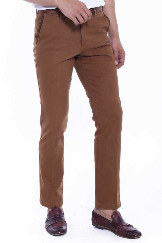 Tan Slim Fit Cotton Dot Pocket Trousers – Wessi
