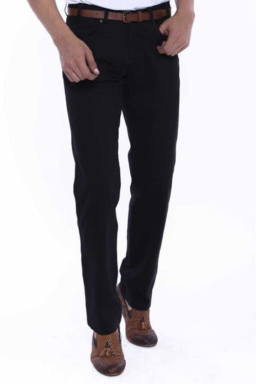 Black Slim Fit Covered Pocket Suede-Touch Cotton Trousers – Wessi