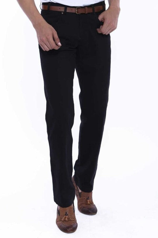 Black Slim Fit Covered Pocket Suede-Touch Cotton Trousers – Wessi