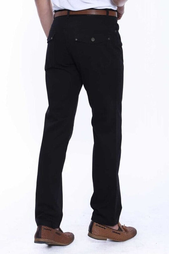 Black Slim Fit Covered Pocket Suede-Touch Cotton Trousers – Wessi