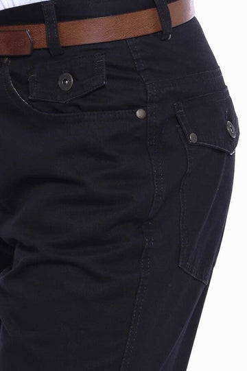 Black Slim Fit Covered Pocket Suede-Touch Cotton Trousers – Wessi