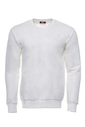 Cream Slim Fit Crew Neck Plain Sweatshirt | Wessi