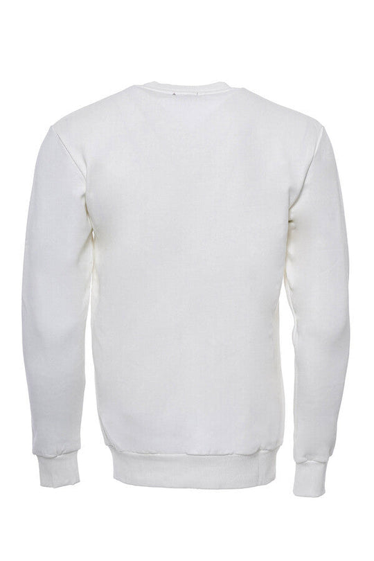 Cream Slim Fit Crew Neck Plain Sweatshirt | Wessi