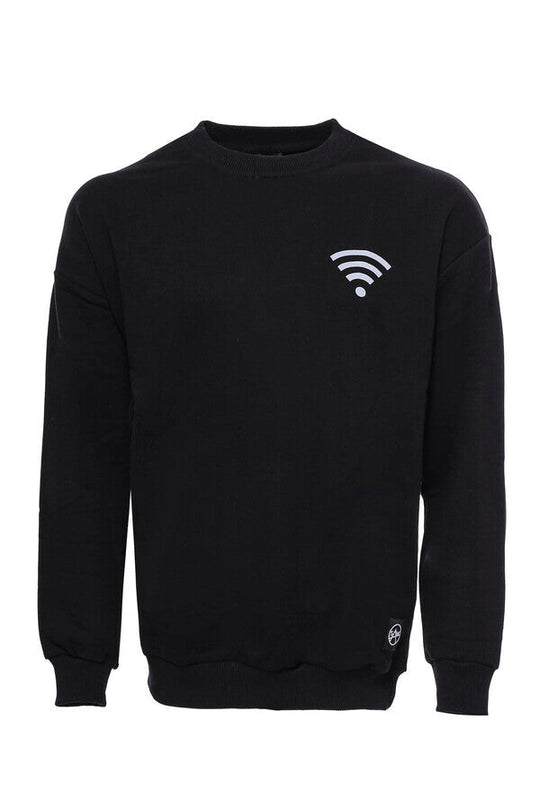 Black Slim Fit Both-Side Printed Crew Neck Sweatshirt | Wessi