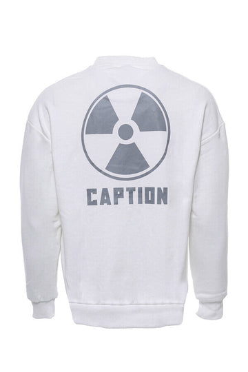 White Slim Fit Both-Side Printed Crew Neck Sweatshirt | Wessi