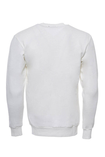 Cream Slim Fit Printed Crew Neck Sweatshirt | Wessi