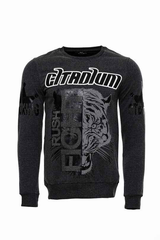 Anthracite Slim Fit Crew Neck Patterned Sweatshirt | Wessi