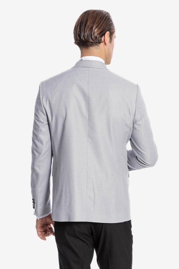 Men's Silver Grey Micro-Dot 3-Piece Slim Fit Combination Tuxedo