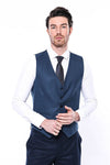 Navy Blue Slim Fit Plain V-Neck Waistcoat – Wessi